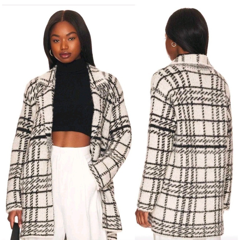 L*SPACE Stirling Sweater Coat Couldn't Be Cozier Plaid Sz‎ XS Wool Alpaca Blend